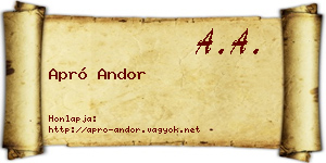 Apró Andor névjegykártya